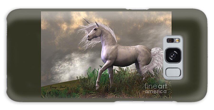 Unicorn Galaxy Case featuring the painting White Unicorn Stallion by Corey Ford