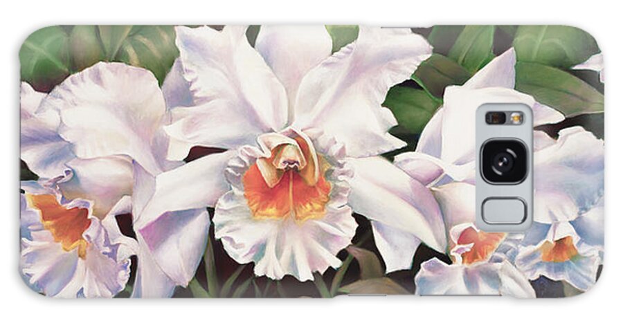  Galaxy Case featuring the painting White Wedding Orchid by Nancy Tilles