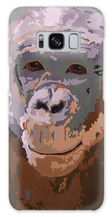 Chimpanzee Galaxy Case featuring the painting Who Is Your Uncle? by Cheryl Bowman