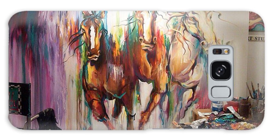 Horses Galaxy Case featuring the painting Wild wild horses by Heather Roddy