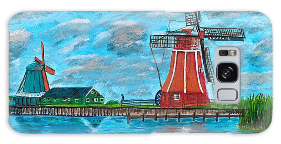 Windmills Galaxy Case featuring the painting Windmills by David Bigelow