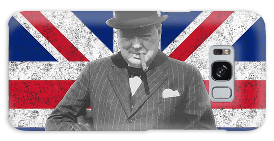 Winston Churchill Galaxy Case featuring the painting Winston Churchill and His Flag by War Is Hell Store