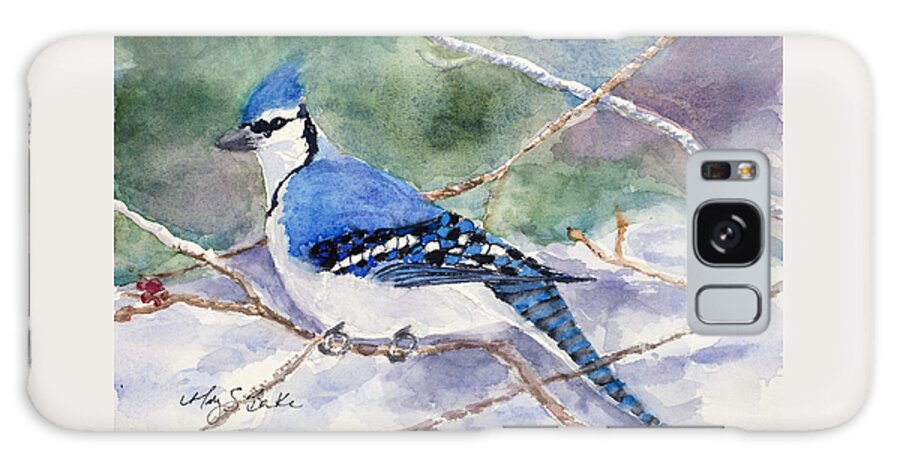 Blue Jay Galaxy Case featuring the painting Winter Blues by Mary Benke
