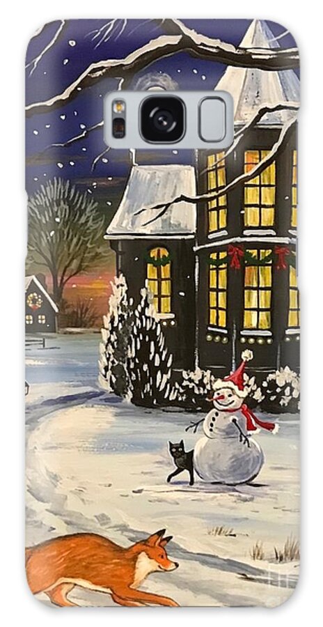 Print Galaxy Case featuring the painting Winter Cottage by Margaryta Yermolayeva