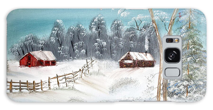 Oil On Canvas Galaxy Case featuring the painting Winter Farm by Joseph Summa