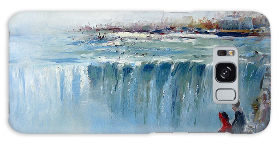 Landscape Galaxy Case featuring the painting Winter in Niagara Falls by Ylli Haruni