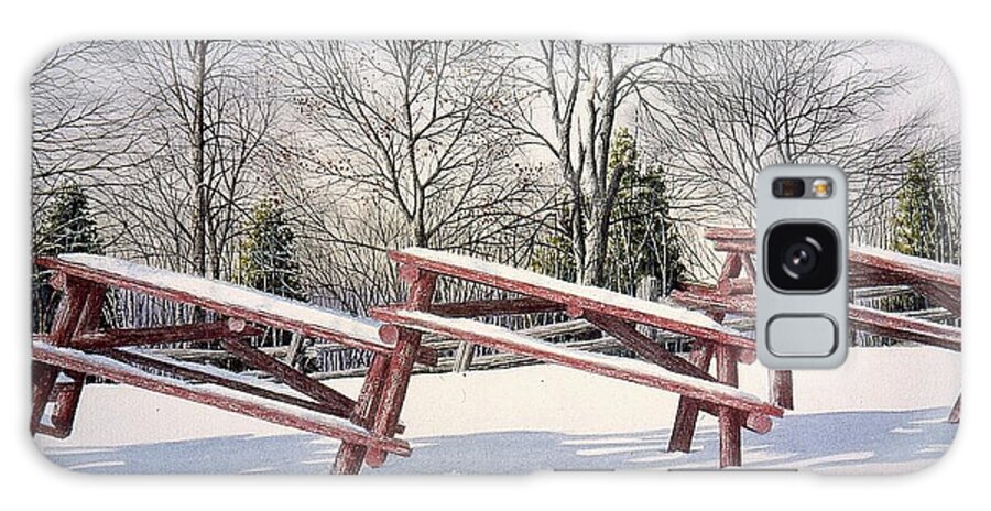 Park- Benches Galaxy Case featuring the painting Winter in the Park by Conrad Mieschke