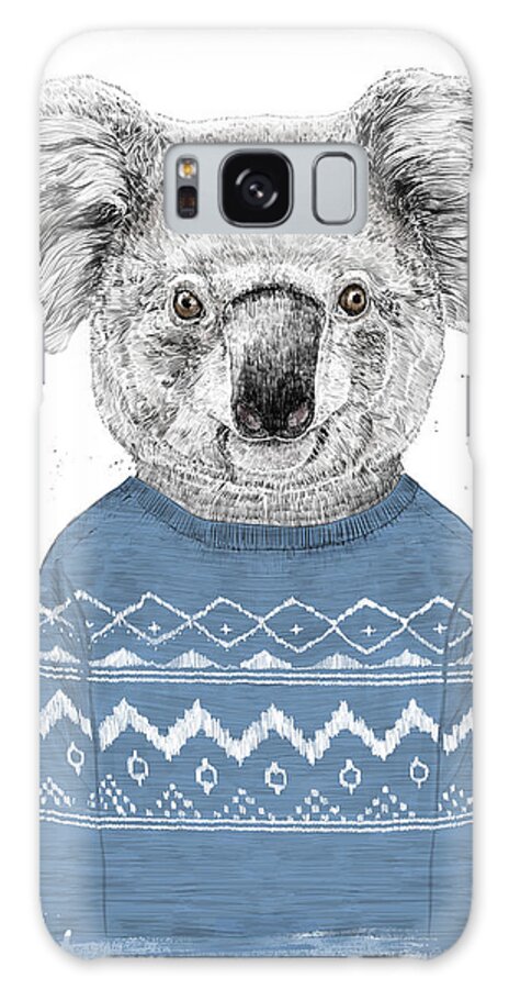 Koala Galaxy Case featuring the drawing Winter koala by Balazs Solti