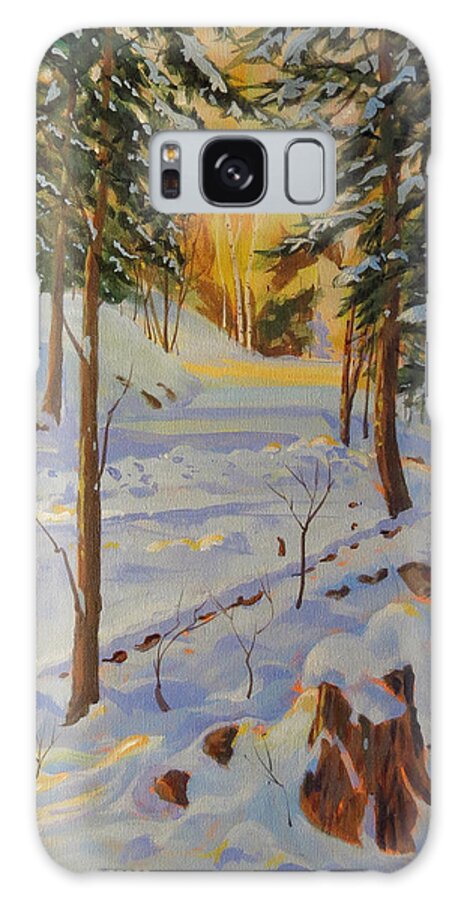 Canadian Shield Galaxy S8 Case featuring the painting Winter on the Lane by David Gilmore