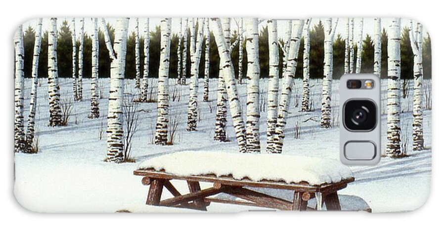 Birch-trees Galaxy Case featuring the painting Winter Pcnic by Conrad Mieschke