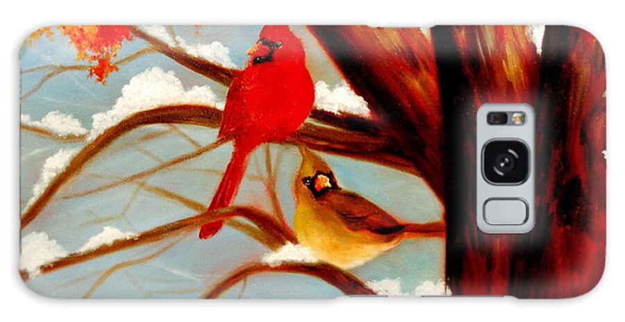 Cardinal Galaxy Case featuring the painting Winter by Rachel Lawson