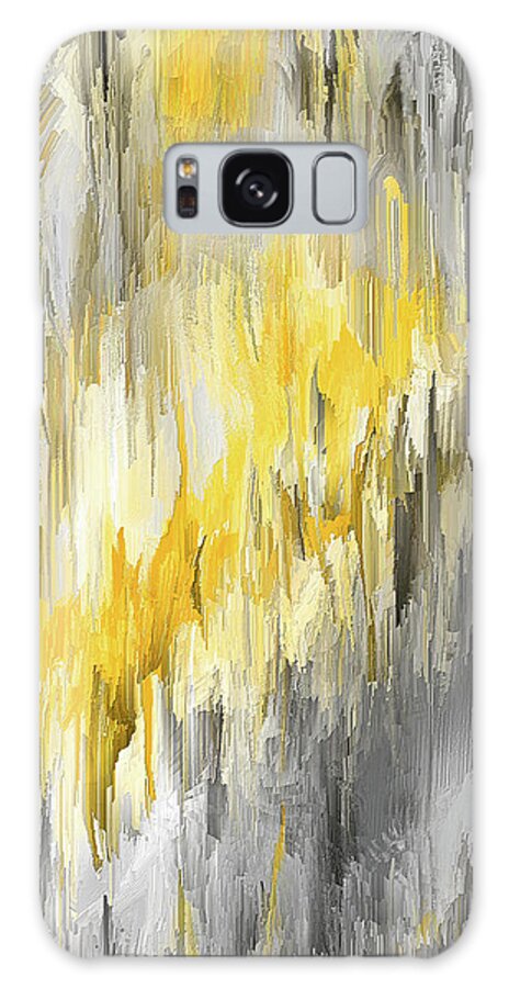 Yellow Galaxy Case featuring the painting Winter Sun - Yellow And Gray Contemporary Art by Lourry Legarde