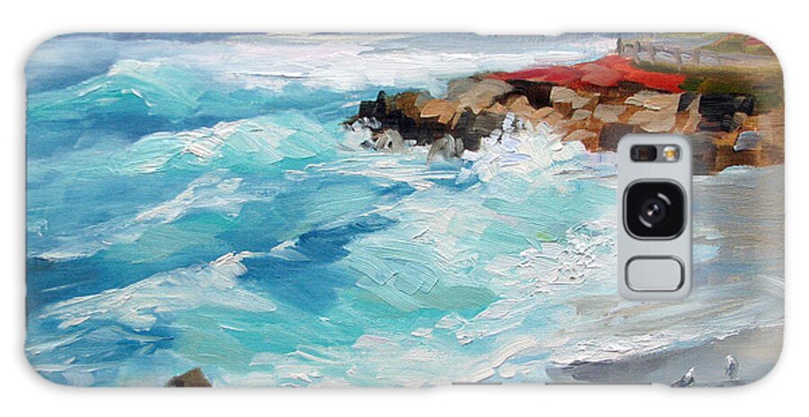 Carmel Galaxy Case featuring the painting Winter Surf, 17 Mile Drive Carmel by Karin Leonard