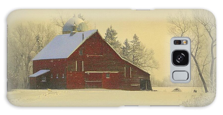 Barn Galaxy Case featuring the photograph Wintery Barn by Julie Lueders 