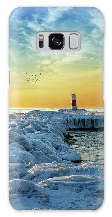 Icicle Galaxy Case featuring the photograph Wintry River Channel by Kathi Mirto