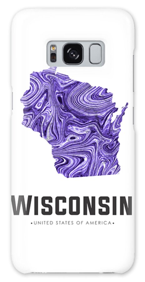 Wisconsin Galaxy Case featuring the mixed media Wisconsin Map Art Abstract in Violet by Studio Grafiikka