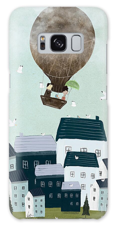 Hot Air Balloons Galaxy Case featuring the painting With The Birds by Bri Buckley
