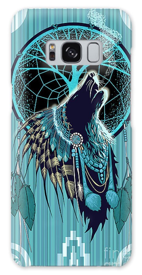 Wolf Galaxy Case featuring the painting Wolf Indian Shaman by Sassan Filsoof