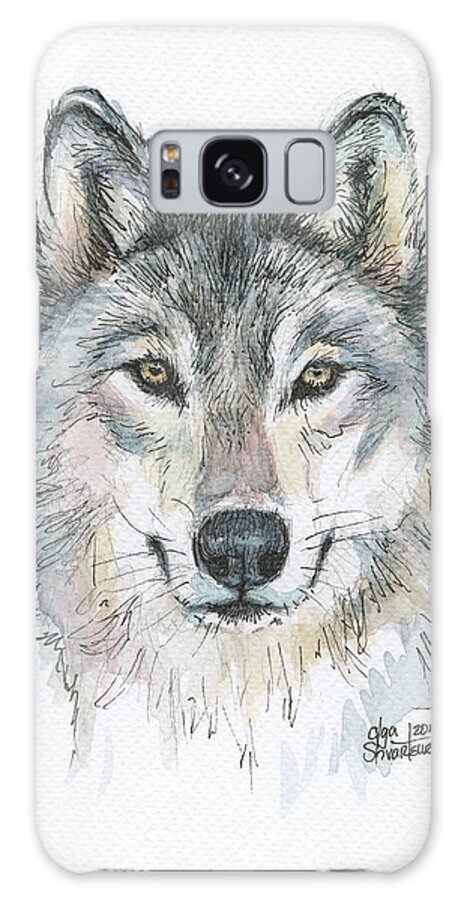 Watercolor Galaxy Case featuring the painting Wolf by Olga Shvartsur