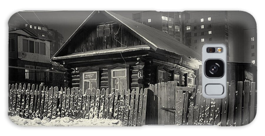Night Galaxy Case featuring the photograph Wooden Village Home in Night Winter Snow by John Williams
