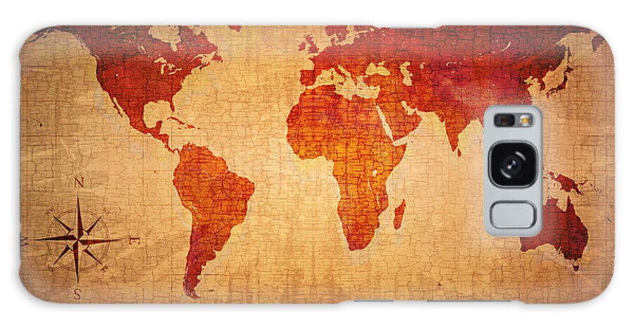 World Galaxy Case featuring the photograph World Map Grunge Style by Johan Swanepoel
