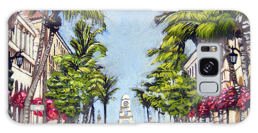 Worth Avenue Galaxy Case featuring the painting Worth Avenue - Palm Beach Florida by Christine Hopkins
