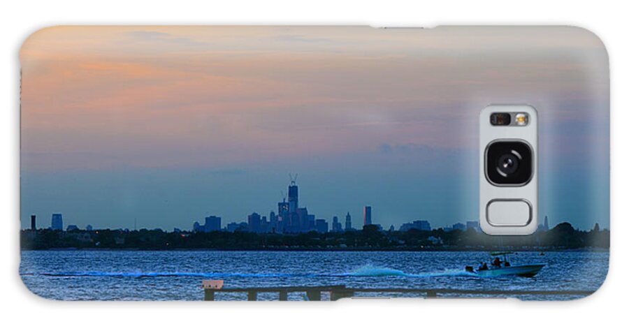 Wtc Galaxy S8 Case featuring the photograph WTC over Jamaica Bay from Rockaway Point Pier by Maureen E Ritter