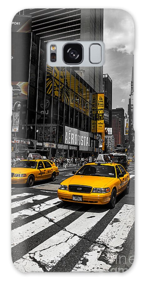 Manhattan Galaxy Case featuring the photograph Yellow Cabs cruisin on the Times Square by Hannes Cmarits