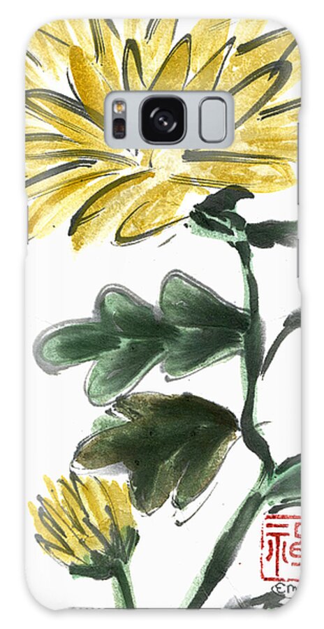Chrysanthemums Galaxy Case featuring the painting Yellow Chrysanthemum by Ellen Miffitt