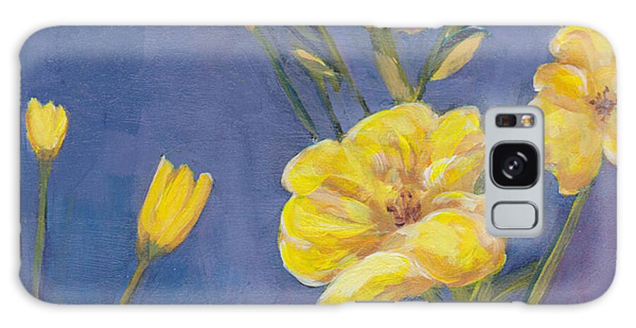 Yellow Flowers Galaxy Case featuring the painting Yellow Flowers by Patricia Cleasby