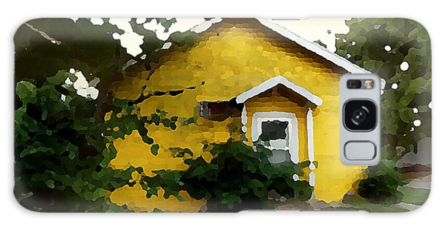 Yellow Galaxy Case featuring the mixed media Yellow House in Shantytown by Shelli Fitzpatrick