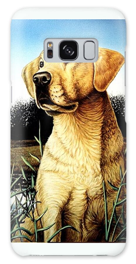 Yellow Lab Galaxy Case featuring the painting Yellow Lab Portrait by Anthony J Padgett