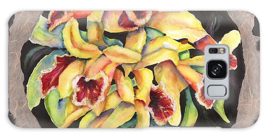 Orchids Galaxy Case featuring the painting Yellow Orchids by Mary Silvia