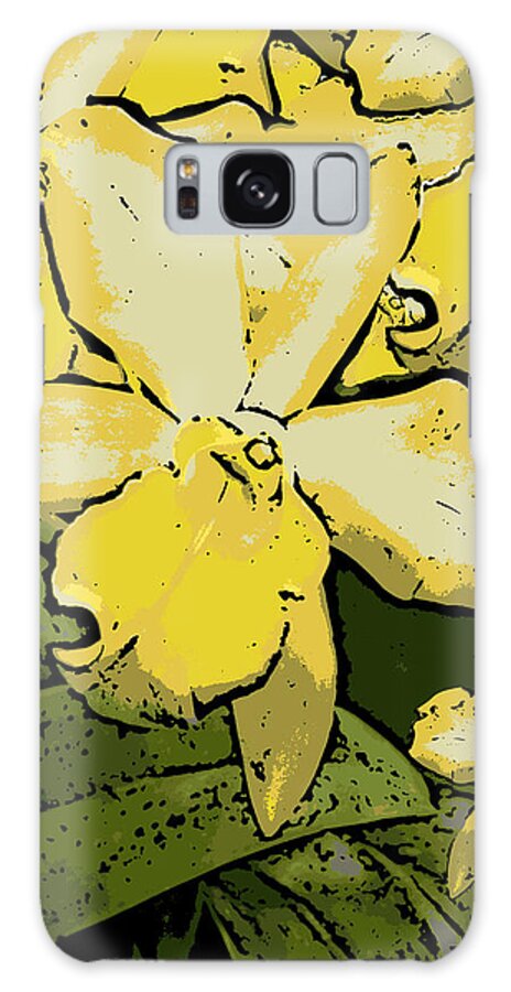 Orchid Galaxy S8 Case featuring the photograph Yellow Orchids Woodcut by Ann Tracy
