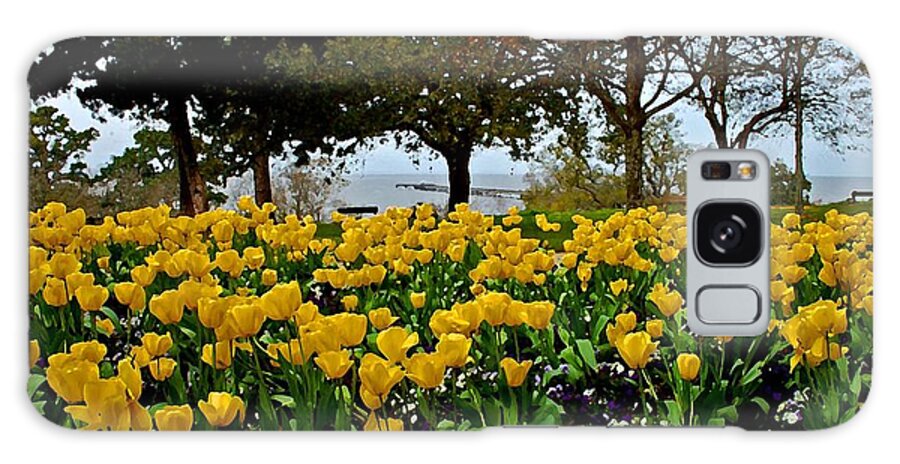 Fairhope Galaxy Case featuring the painting Yellow Tulips of Fairhope Alabama by Michael Thomas