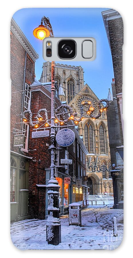 York Minster Winter Galaxy Case featuring the photograph York Minster at Christmas, Petergate Street by Martin Williams