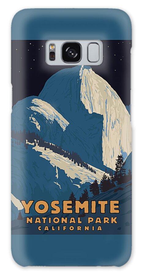 Travel Poster Galaxy Case featuring the digital art Yosemite Half Dome at Night by Steve Forney