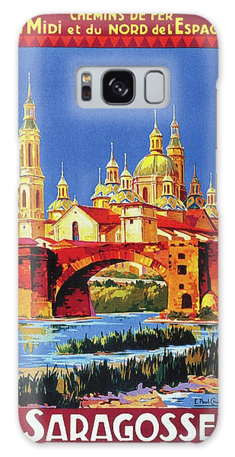 Zaragoza Galaxy Case featuring the painting Zaragoza, Spain, vintage travel poster by Long Shot