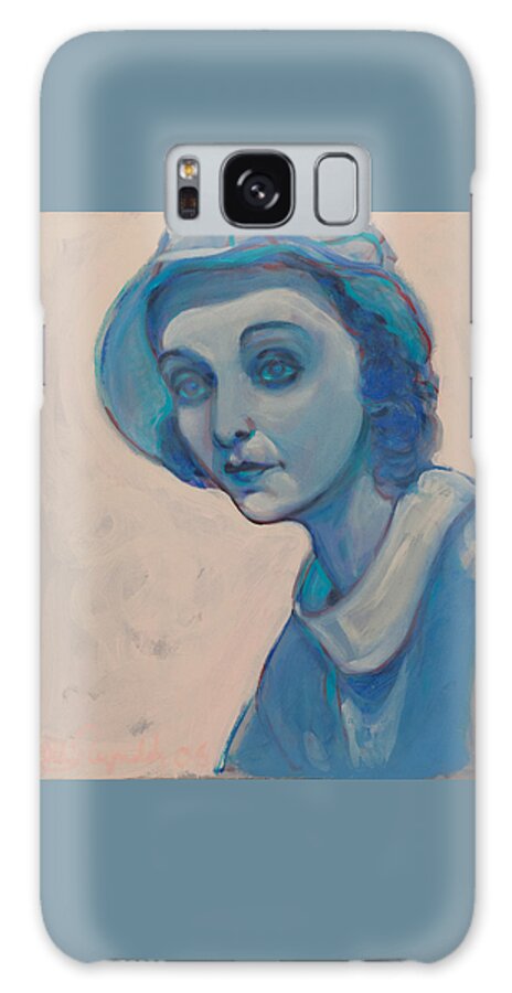 Zasu Pitts Galaxy Case featuring the painting Zasu in Blue by John Reynolds