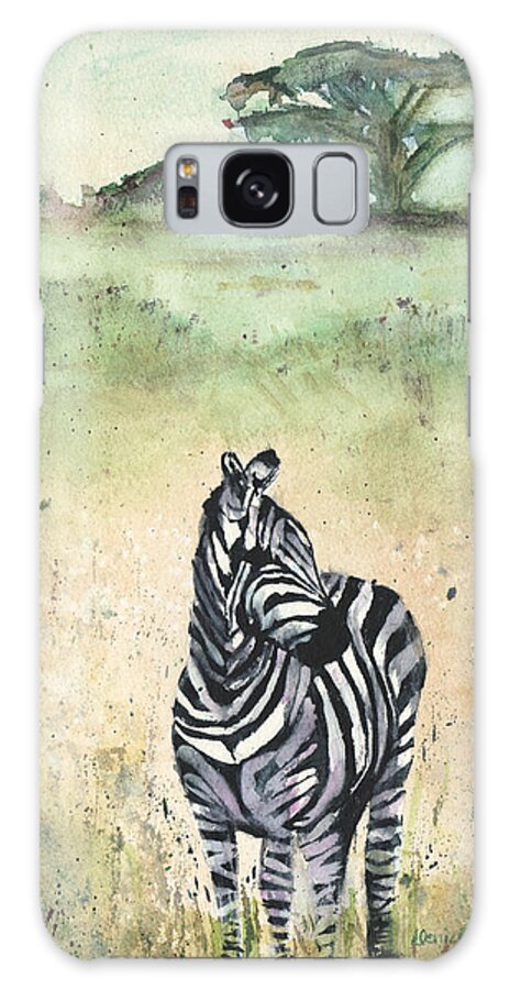 Zebra Galaxy Case featuring the painting Zebra by Denice Palanuk Wilson