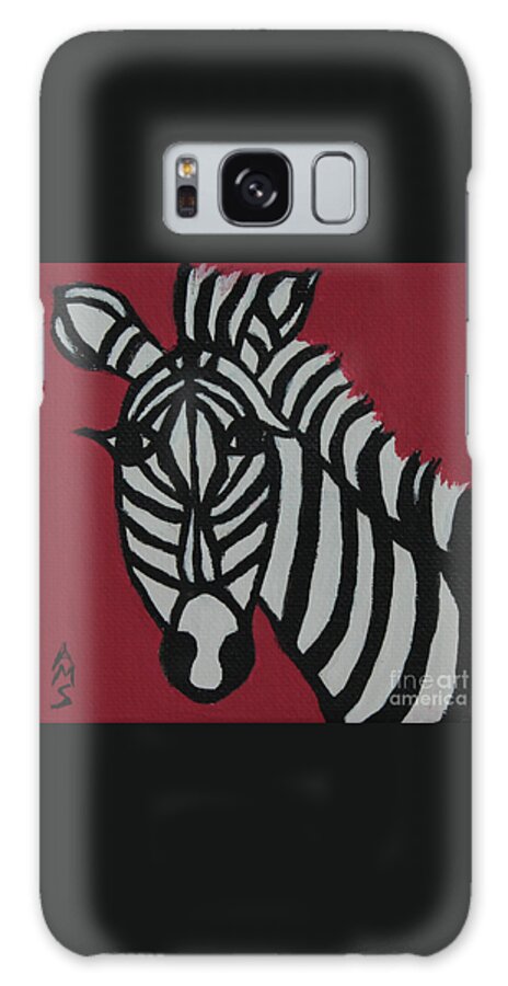 Black Galaxy Case featuring the painting Zena Zebra by Annette M Stevenson