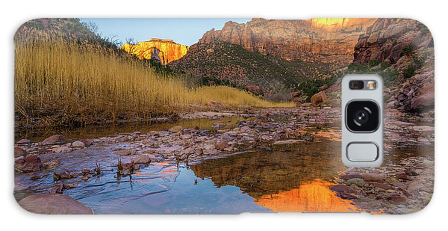  Zion Galaxy Case featuring the photograph Zion Golden Sentinel Reflection by Mike Reid