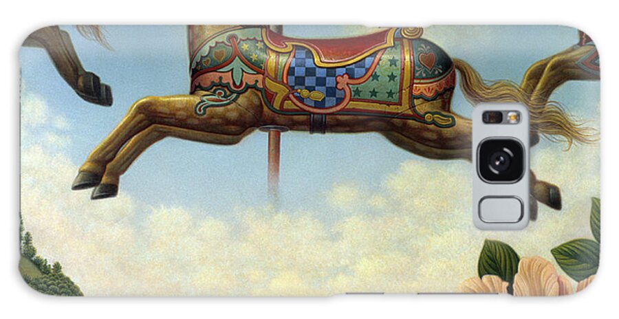 Carousel Horses Flying Through The Sky Galaxy Case featuring the painting 043 Caroussell Horses by Dan Craig