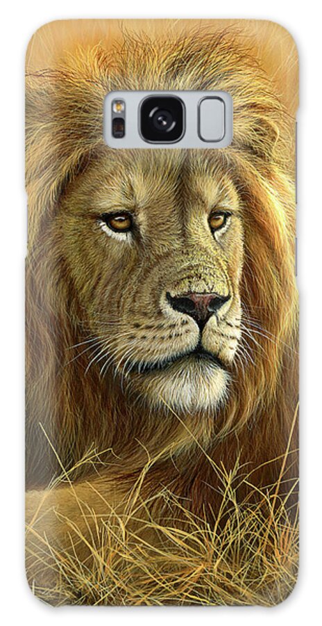 0908 Evening Glow Lion Galaxy Case featuring the painting 0908 Evening Glow Lion by Jeremy Paul