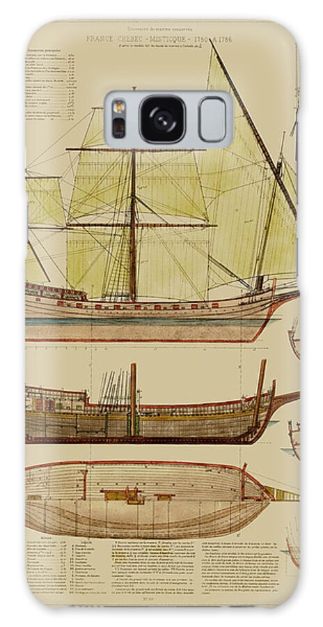 Nautical Galaxy Case featuring the painting Antique Ship Plan II #1 by Vision Studio