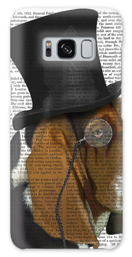 Steampunk Galaxy Case featuring the painting Basset Hound, Formal Hound And Hat #1 by Fab Funky