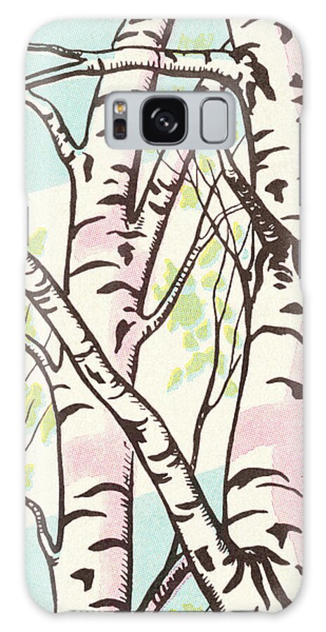 Birch Galaxy Case featuring the drawing Birch Trees #1 by CSA Images