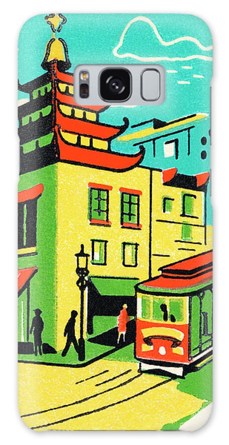 Architecture Galaxy Case featuring the drawing Chinatown in San Francisco #1 by CSA Images