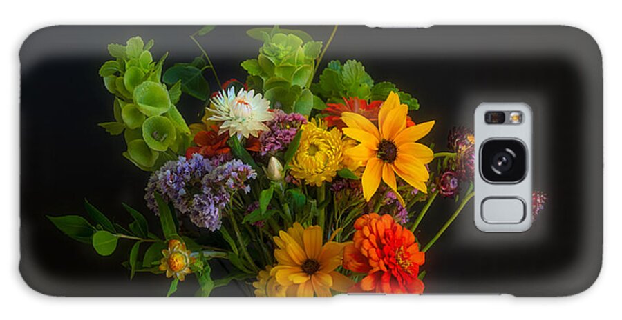 Flower Bouquet Galaxy Case featuring the photograph Colorful flower bouquet on black by Alessandra RC