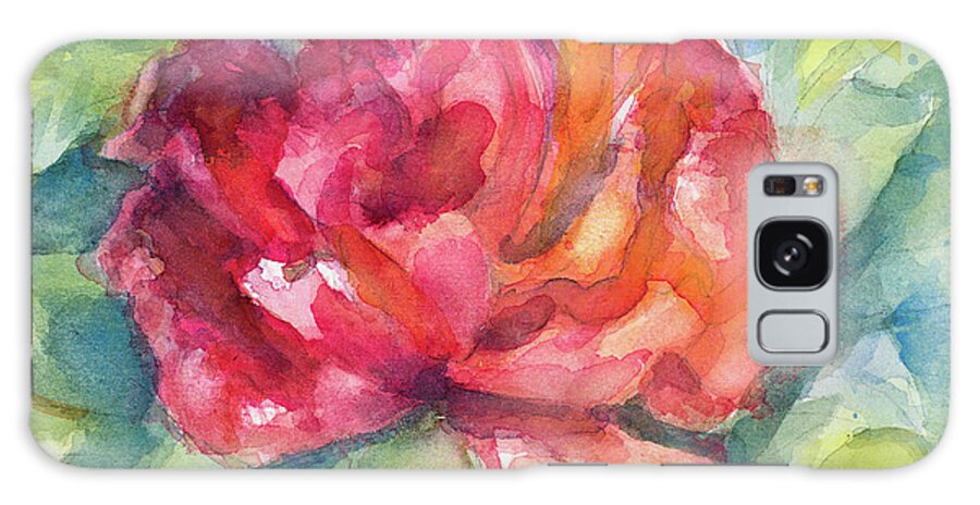 Crimson Galaxy Case featuring the painting Crimson Peony #1 by Lanie Loreth